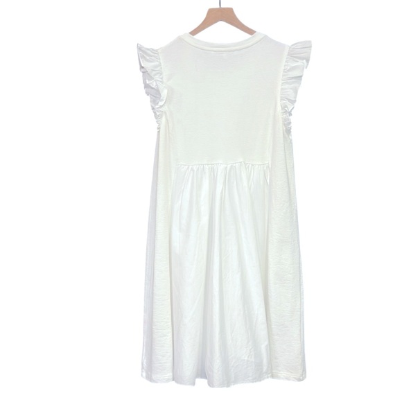 English Factory Mixed Media Ruffle Sleeve Mini Dress White Size Medium - Picture 9 of 12
